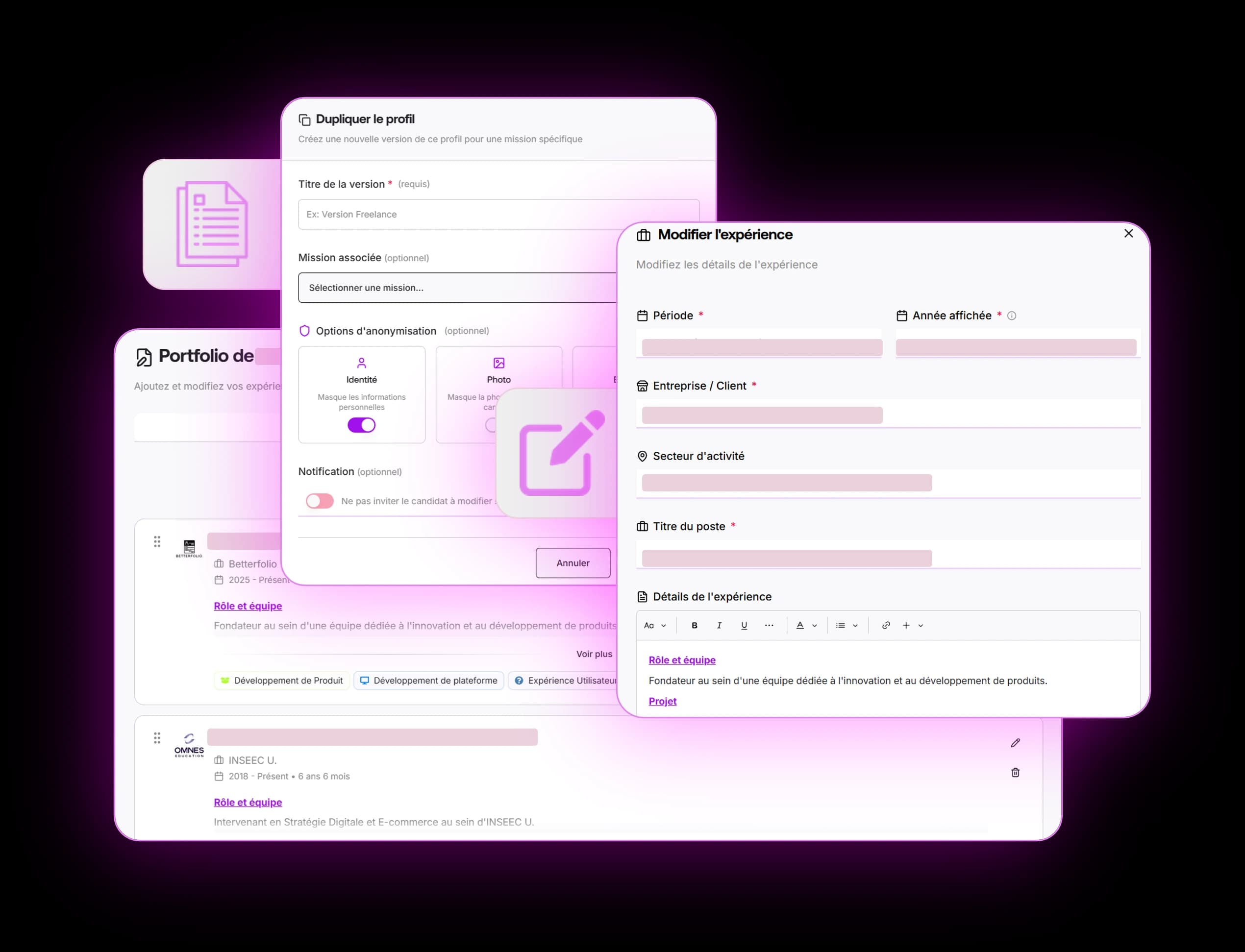 Interface de génération de contenu